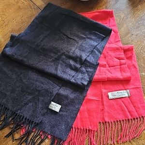 Luxury Black and Red Cashmere Scarves